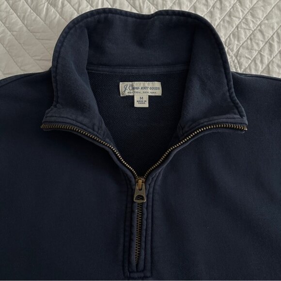 J.Crew Mens Sweatshirt Half-Zip Navy Blue Jacket French Terry Pullover Mock Neck - Picture 4 of 11